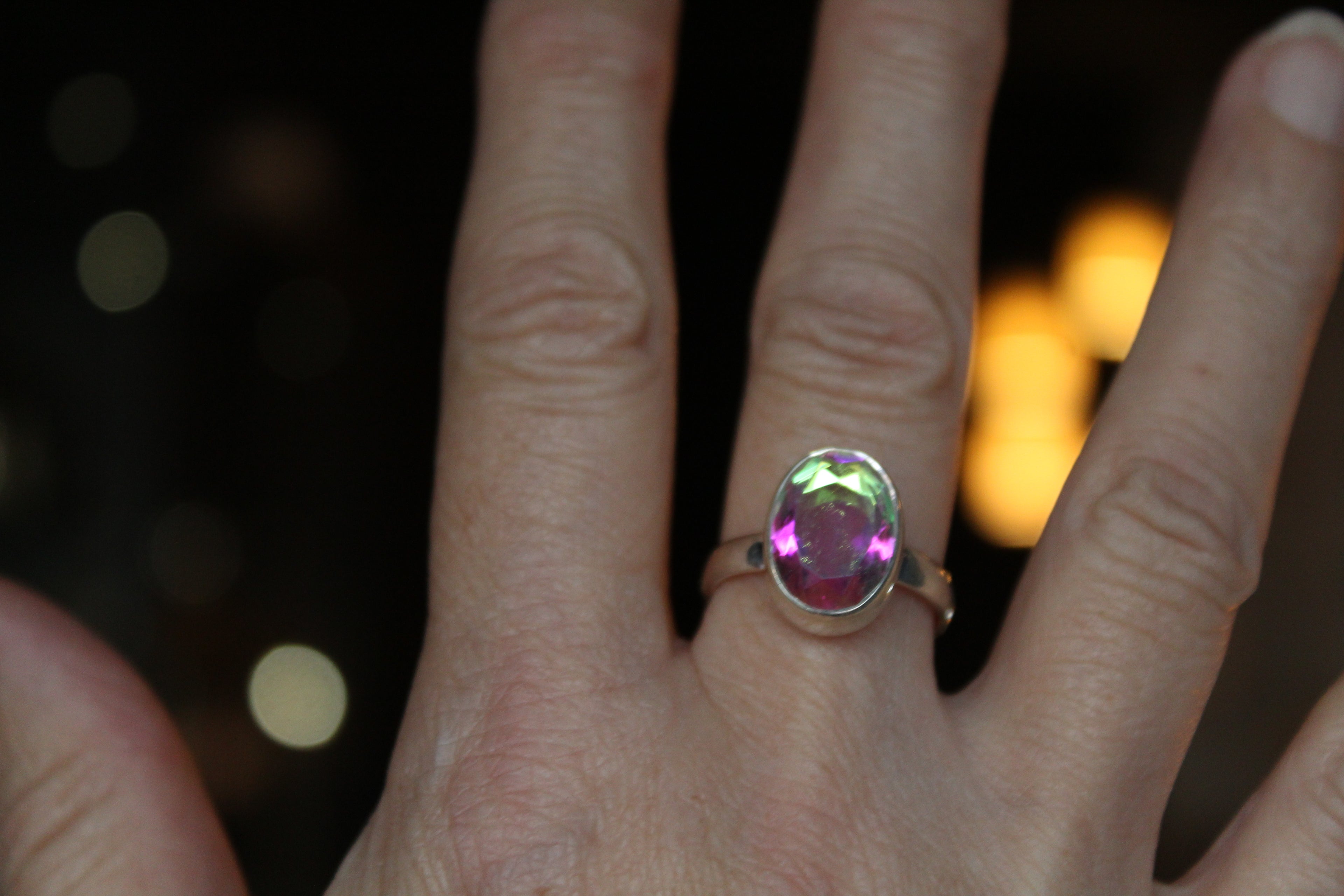 Small Oval Mystic Mercury Mist Topaz Ring