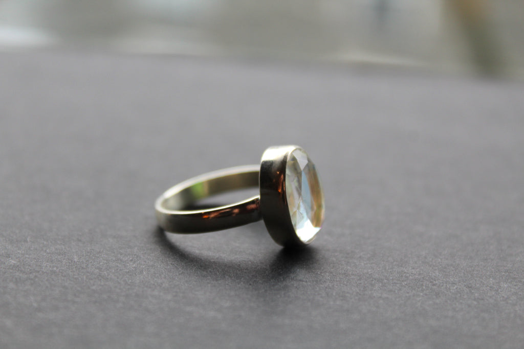 Small Oval Mystic Mercury Mist Topaz Ring