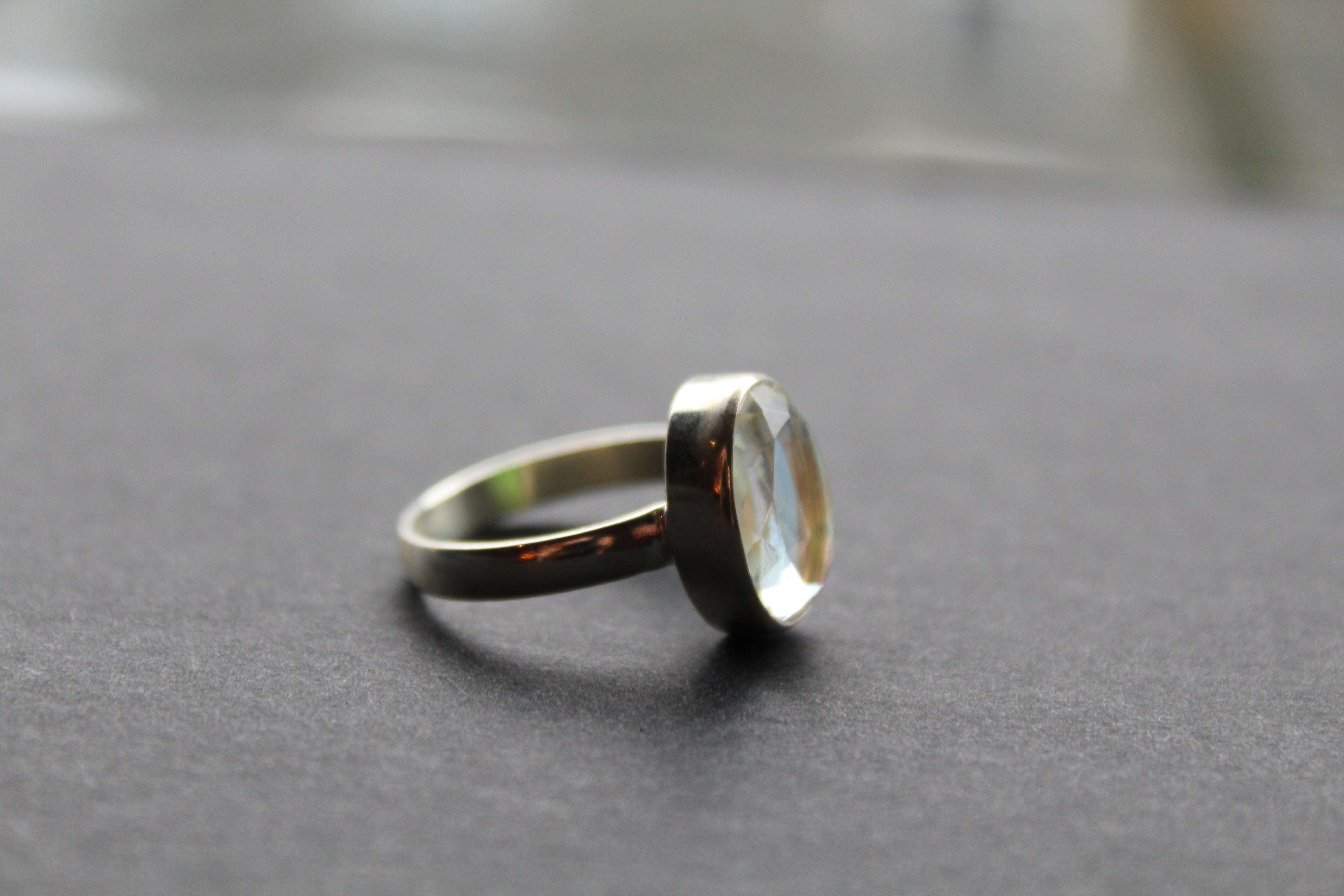Small Oval Mystic Mercury Mist Topaz Ring