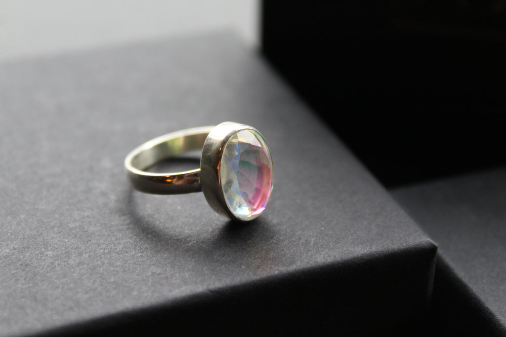 Small Oval Mystic Mercury Mist Topaz Ring