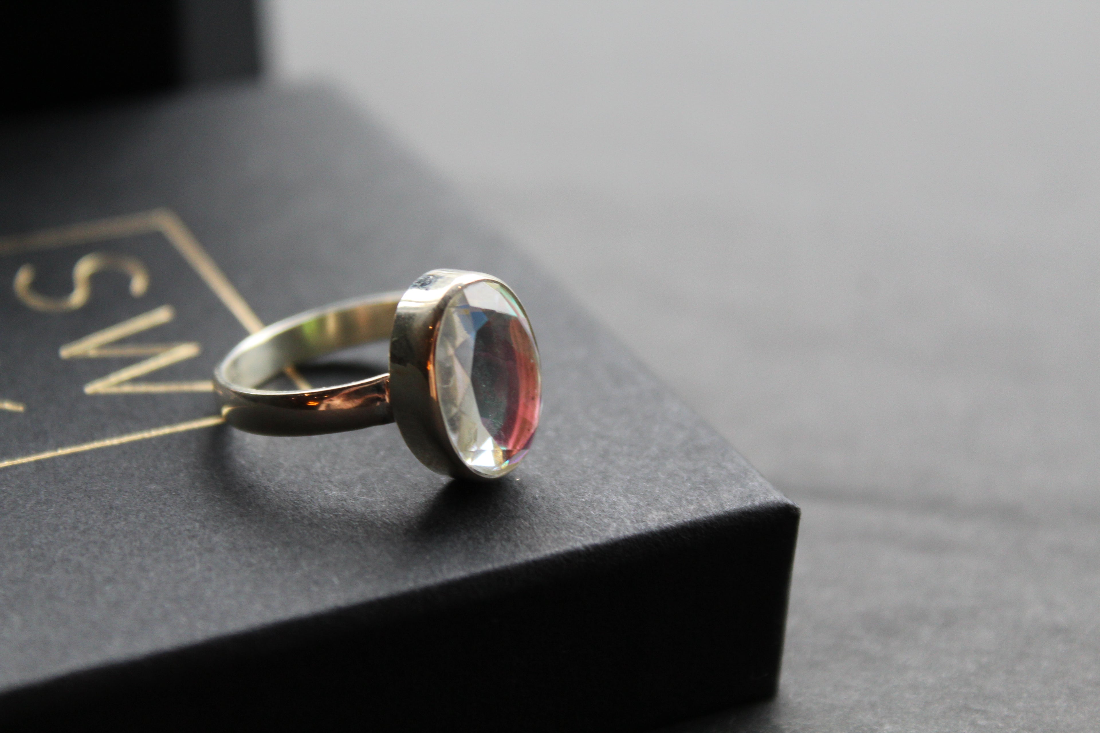 Small Oval Mystic Mercury Mist Topaz Ring