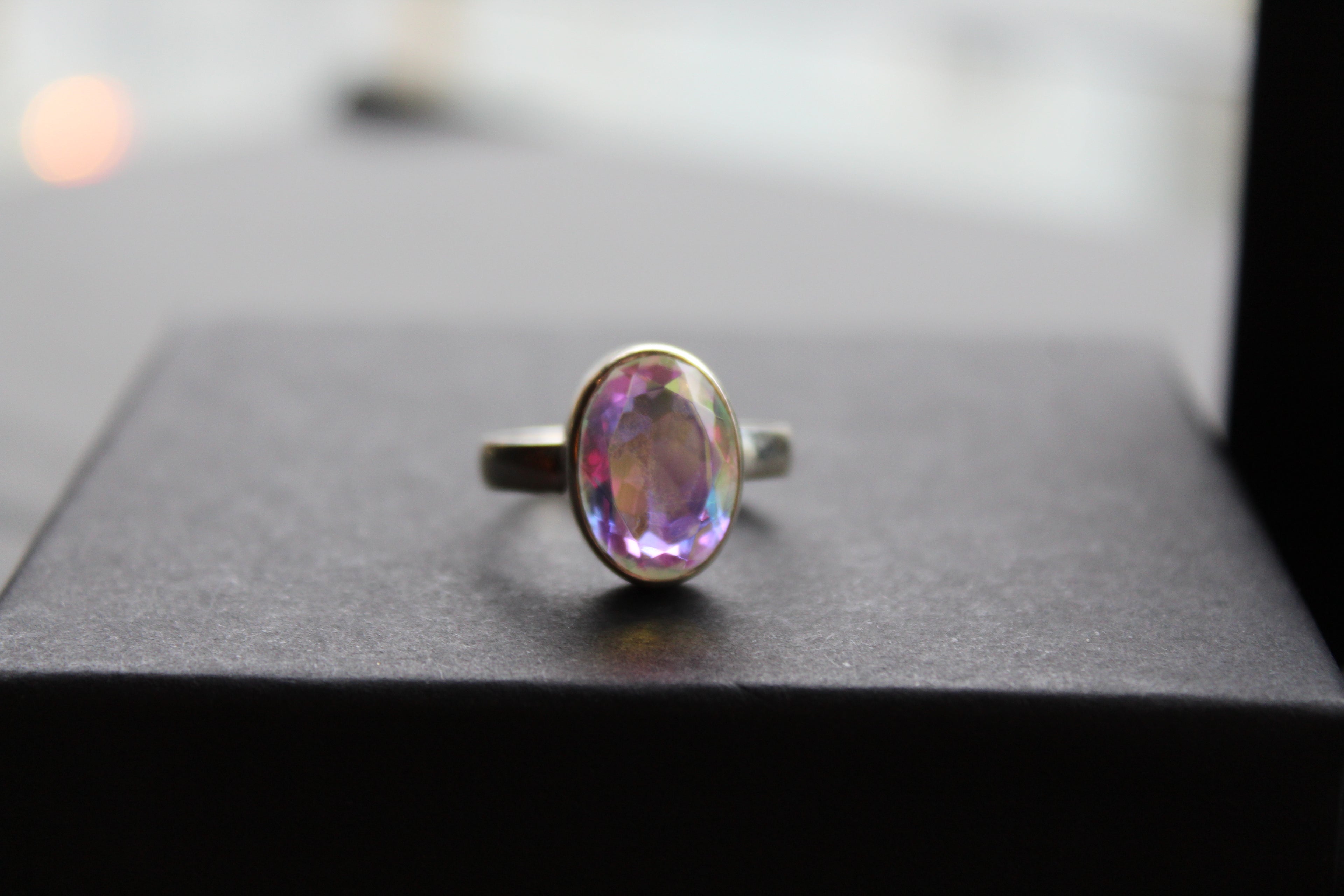 Small Oval Mystic Mercury Mist Topaz Ring