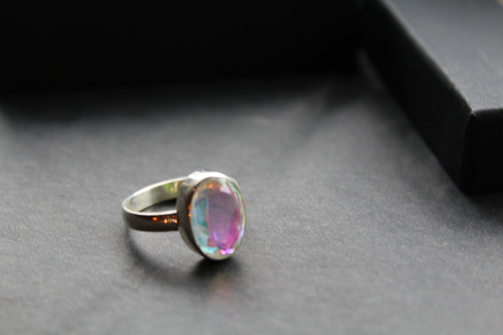 Small Oval Mystic Mercury Mist Topaz Ring