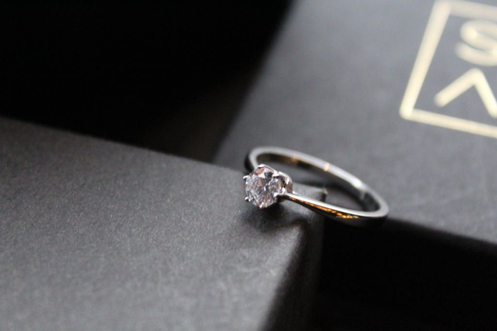 Small Solitaire Silver Ring