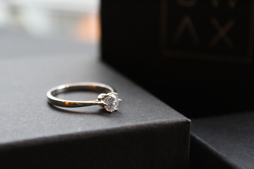 Small Solitaire Silver Ring