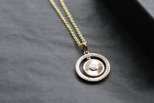 Load image into Gallery viewer, Small Sunburst Circle with Cubic Zirconia Halo Surround
