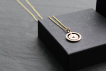 Load image into Gallery viewer, Small Sunburst Circle with Cubic Zirconia Halo Surround

