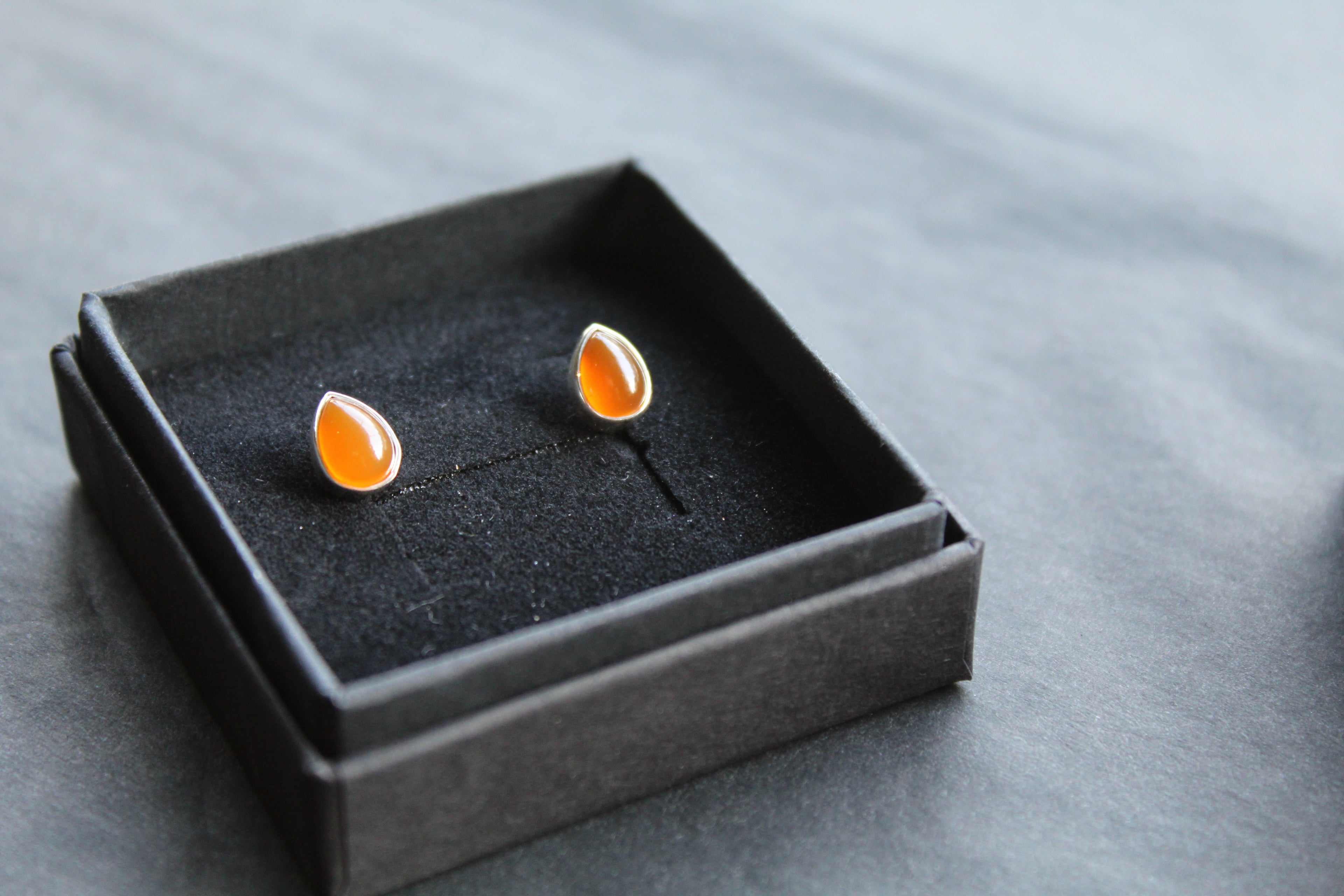 Small Teardrop Carnelian Studs