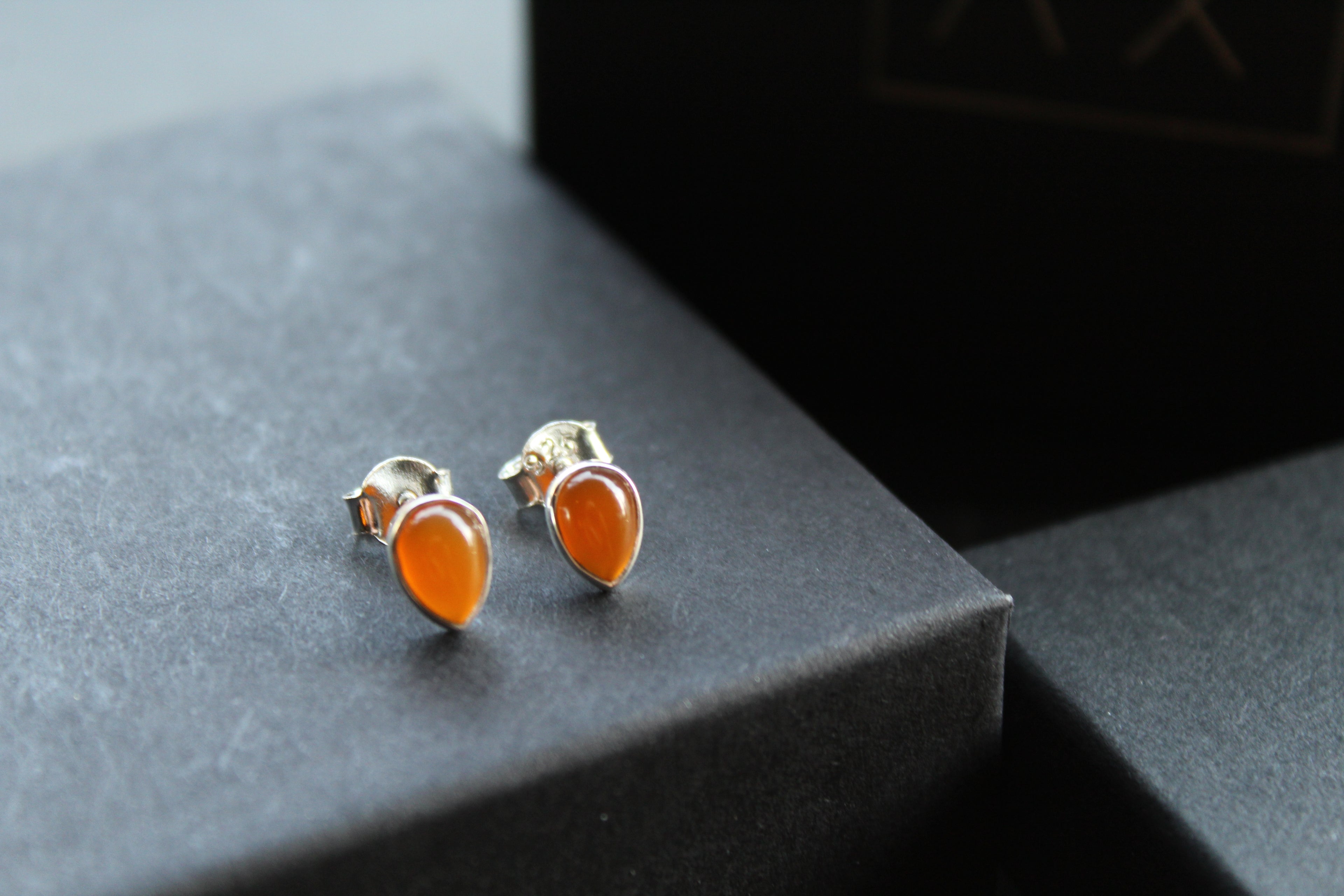Small Teardrop Carnelian Studs