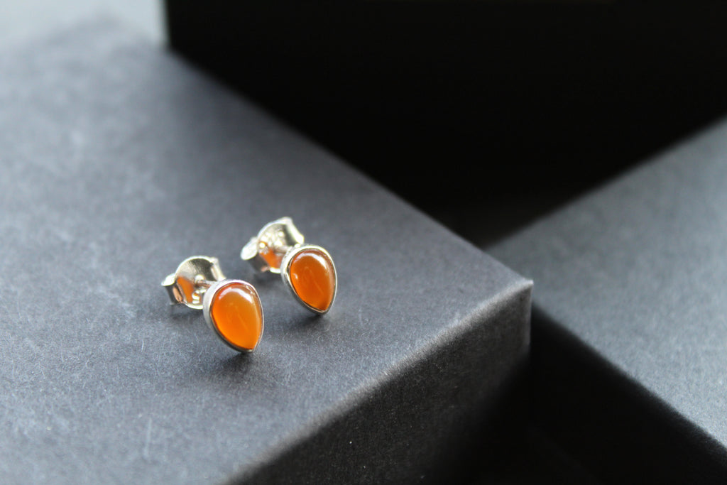 Small Teardrop Carnelian Studs