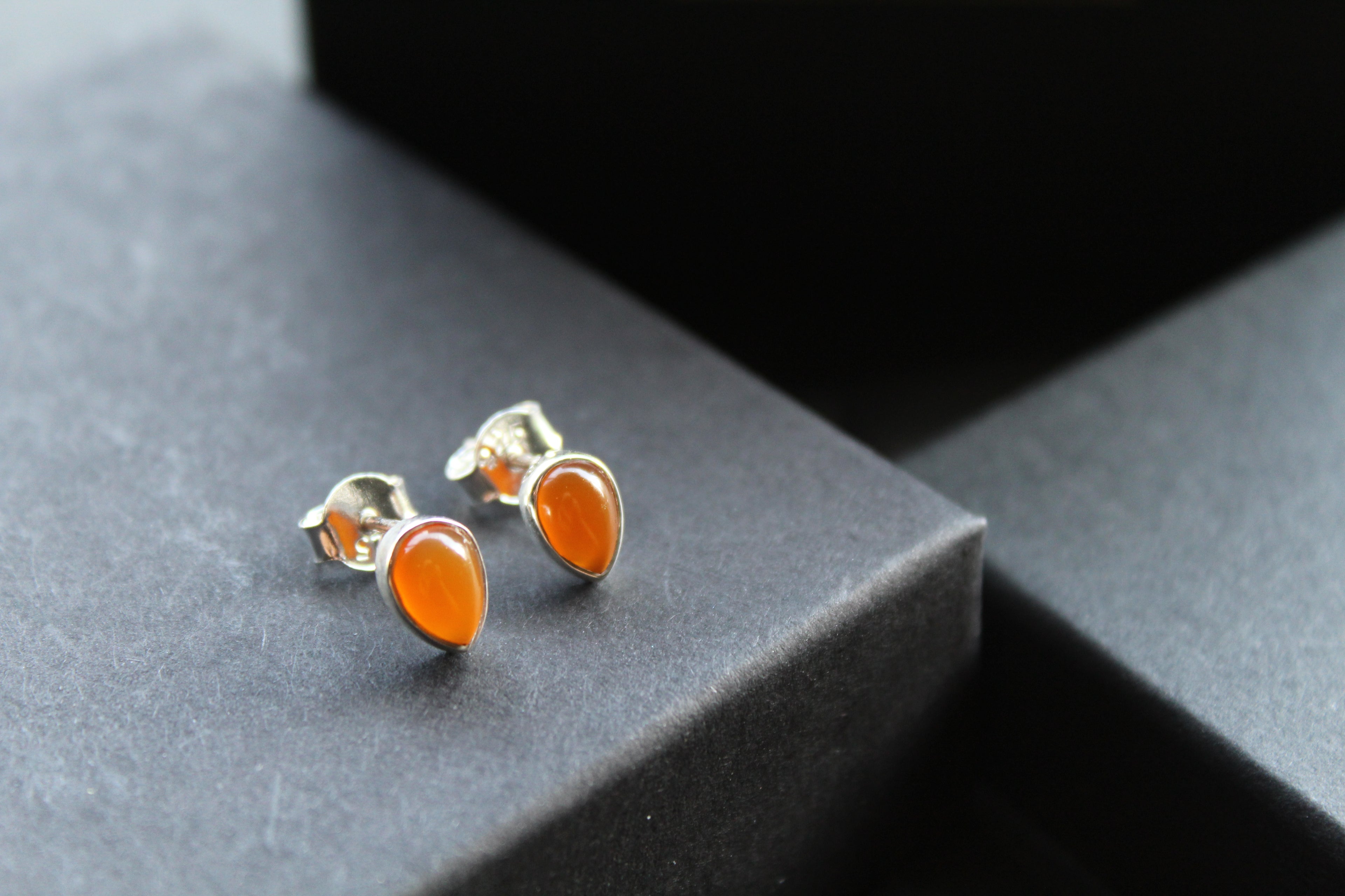 Small Teardrop Carnelian Studs
