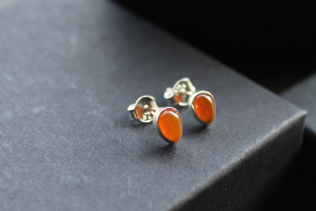 Small Teardrop Carnelian Studs