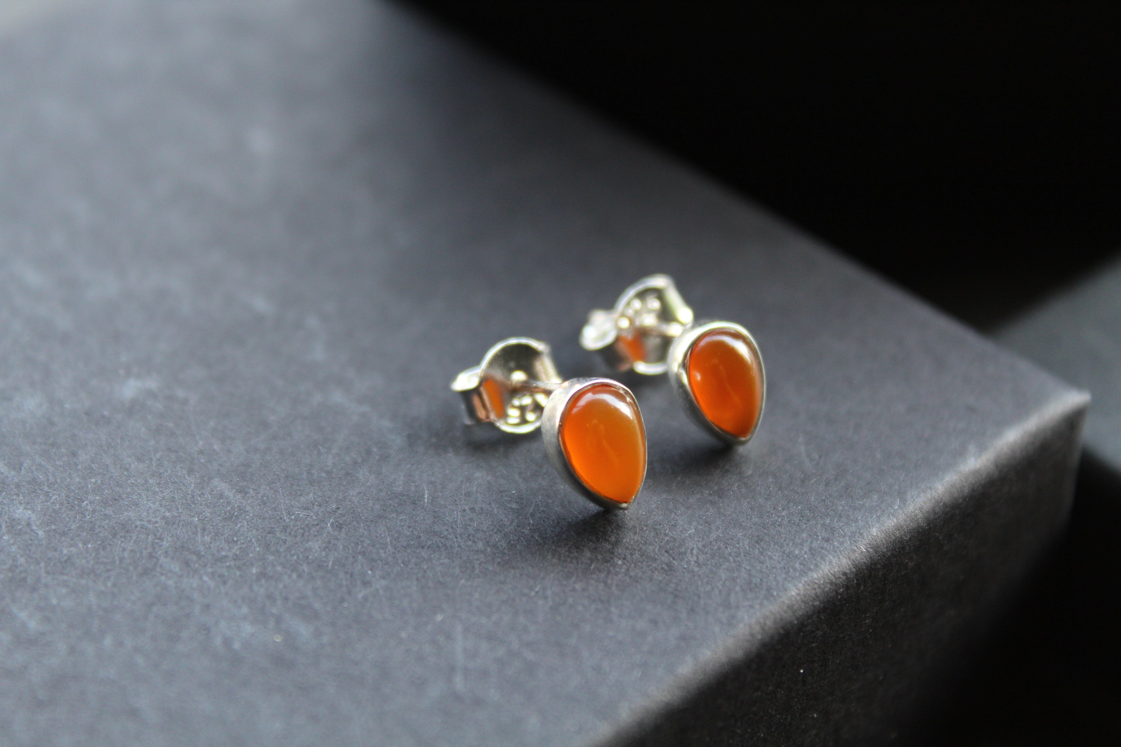 Small Teardrop Carnelian Studs