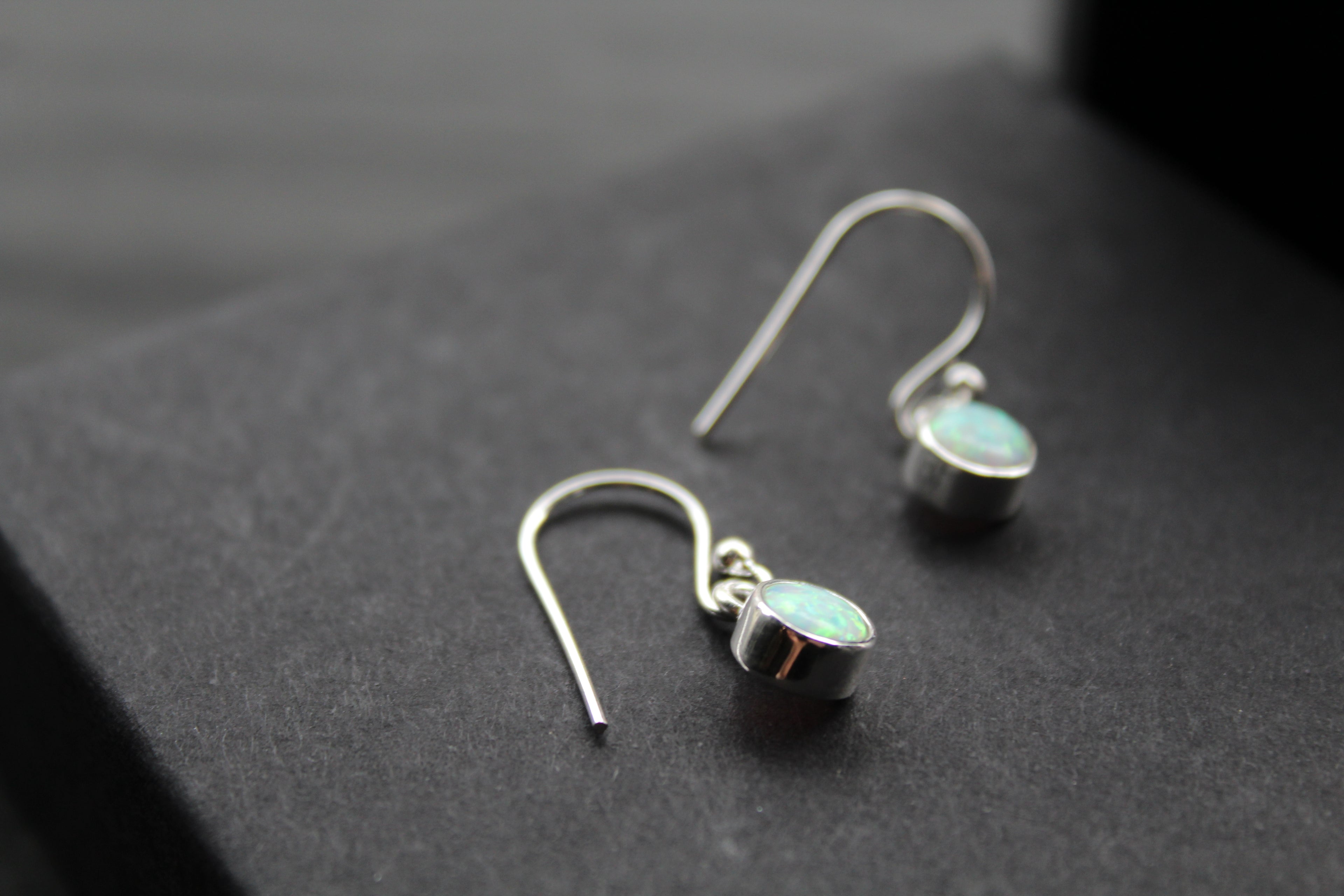 Small White Opal Round Earrings