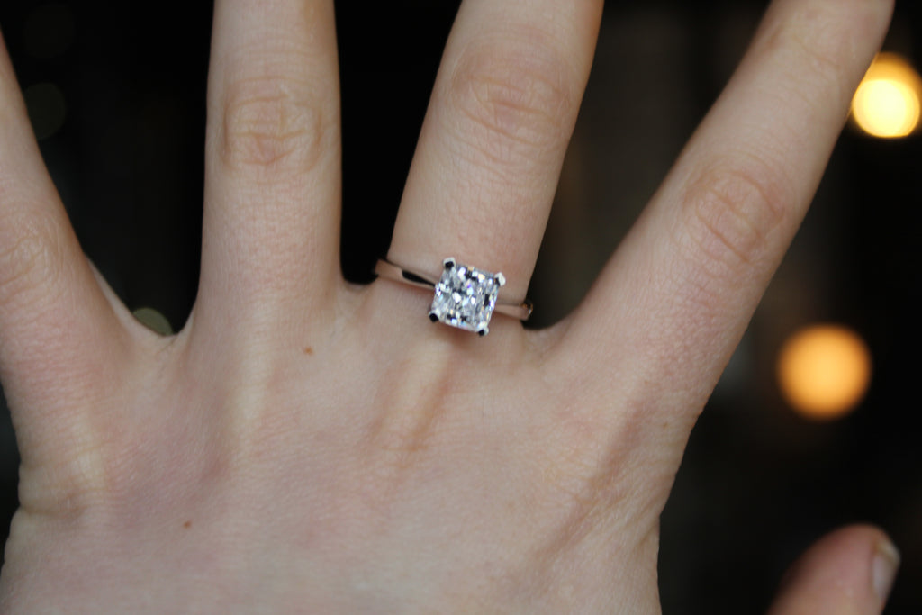 Square Cut Clear CZ Solitaire Ring