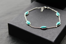 Load image into Gallery viewer, Staggered Marquis Turquoise Chain Bracelet
