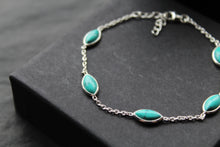 Load image into Gallery viewer, Staggered Marquis Turquoise Chain Bracelet
