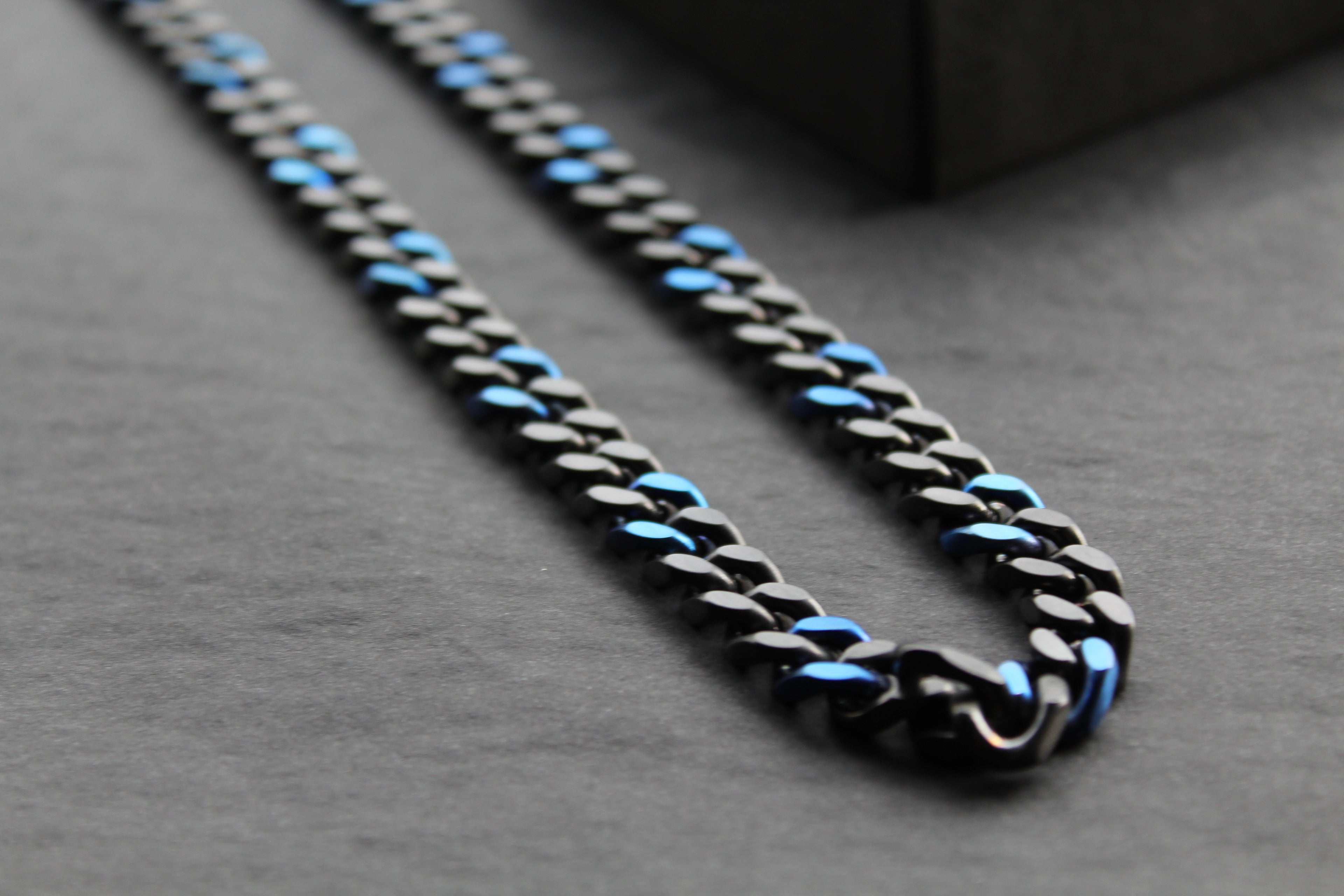 Stainless Steel Black and Blue IP Necklace