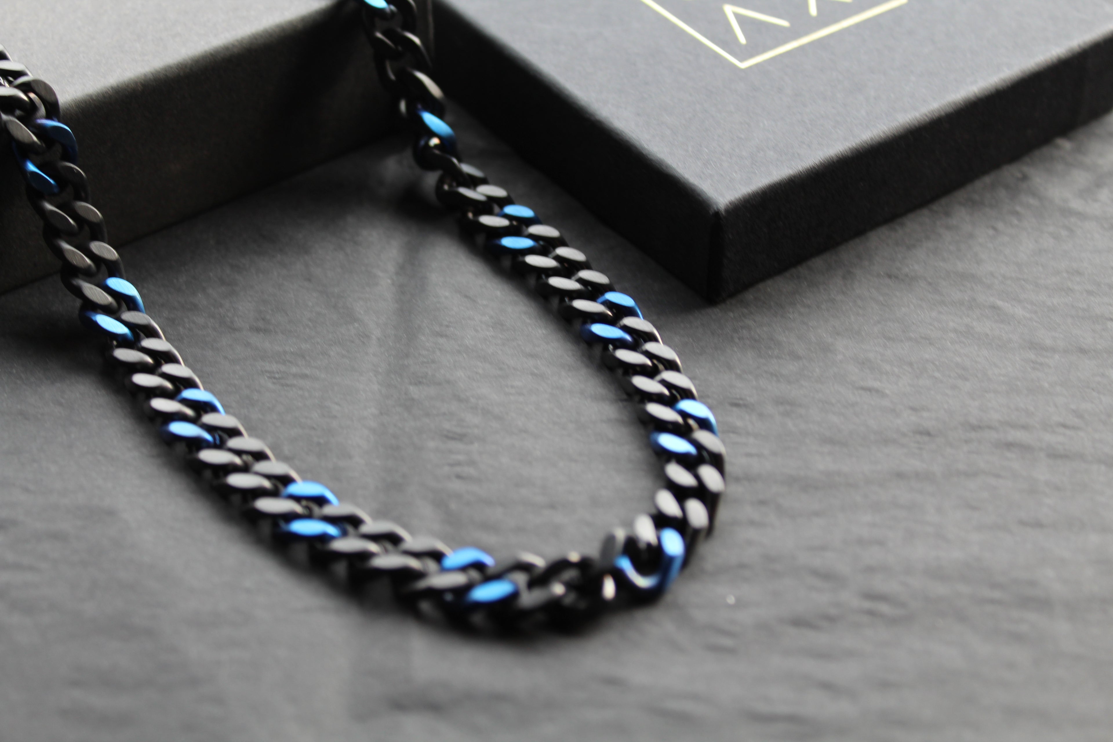 Stainless Steel Black and Blue IP Necklace