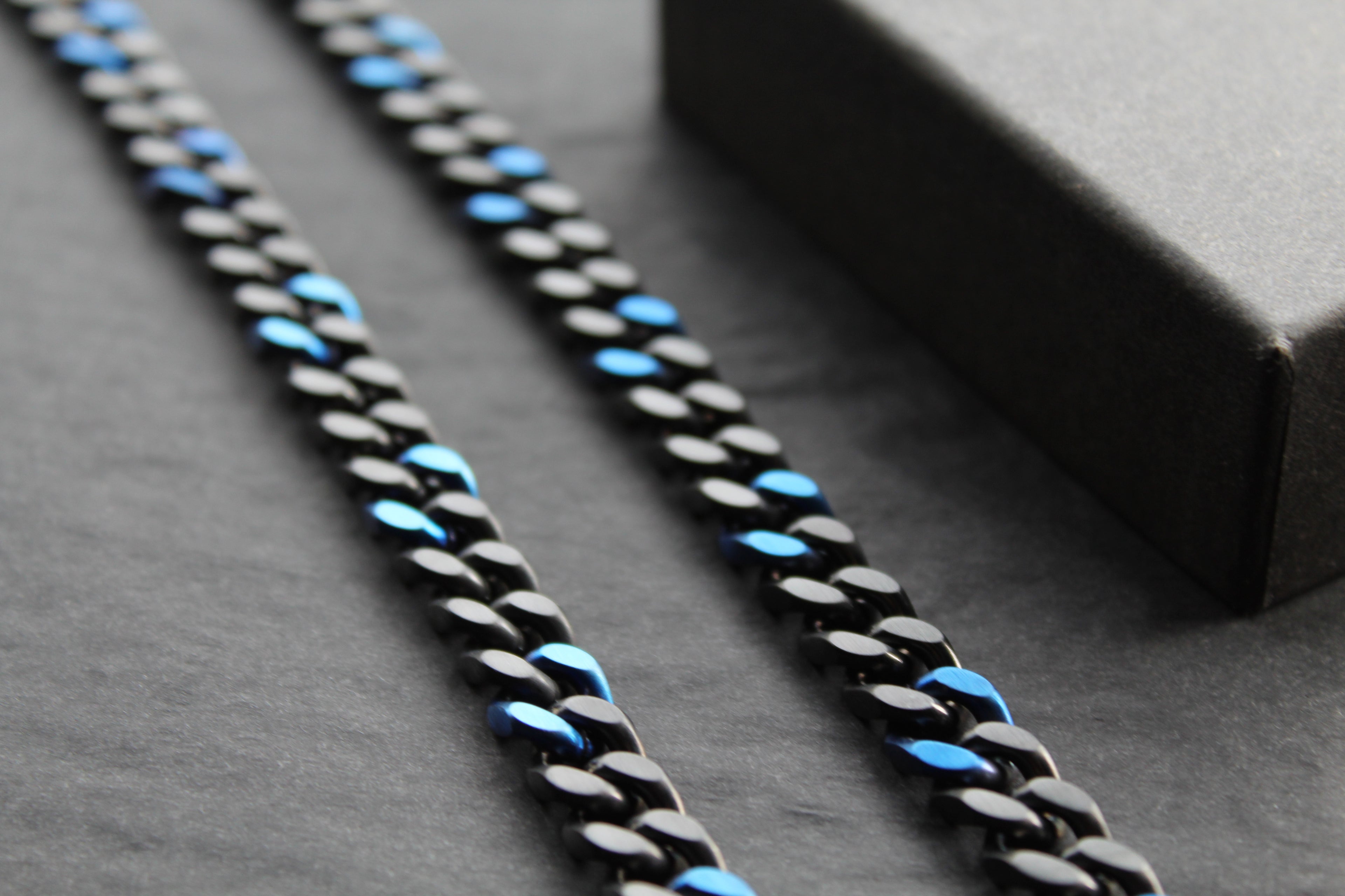 Stainless Steel Black and Blue IP Necklace