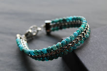 Load image into Gallery viewer, Stainless Steel Bracelet with Dark Turquoise Beads
