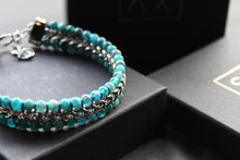 Load image into Gallery viewer, Stainless Steel Bracelet with Dark Turquoise Beads
