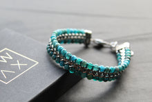 Load image into Gallery viewer, Stainless Steel Bracelet with Dark Turquoise Beads
