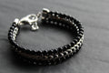 Stainless Steel Bracelet with Shiny Black Onyx Beads