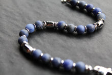 Load image into Gallery viewer, Stainless Steel Bracelet with Steel &amp; Lapis Beads
