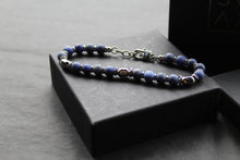 Load image into Gallery viewer, Stainless Steel Bracelet with Steel &amp; Lapis Beads
