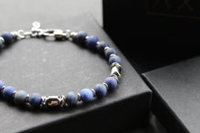 Load image into Gallery viewer, Stainless Steel Bracelet with Steel &amp; Lapis Beads
