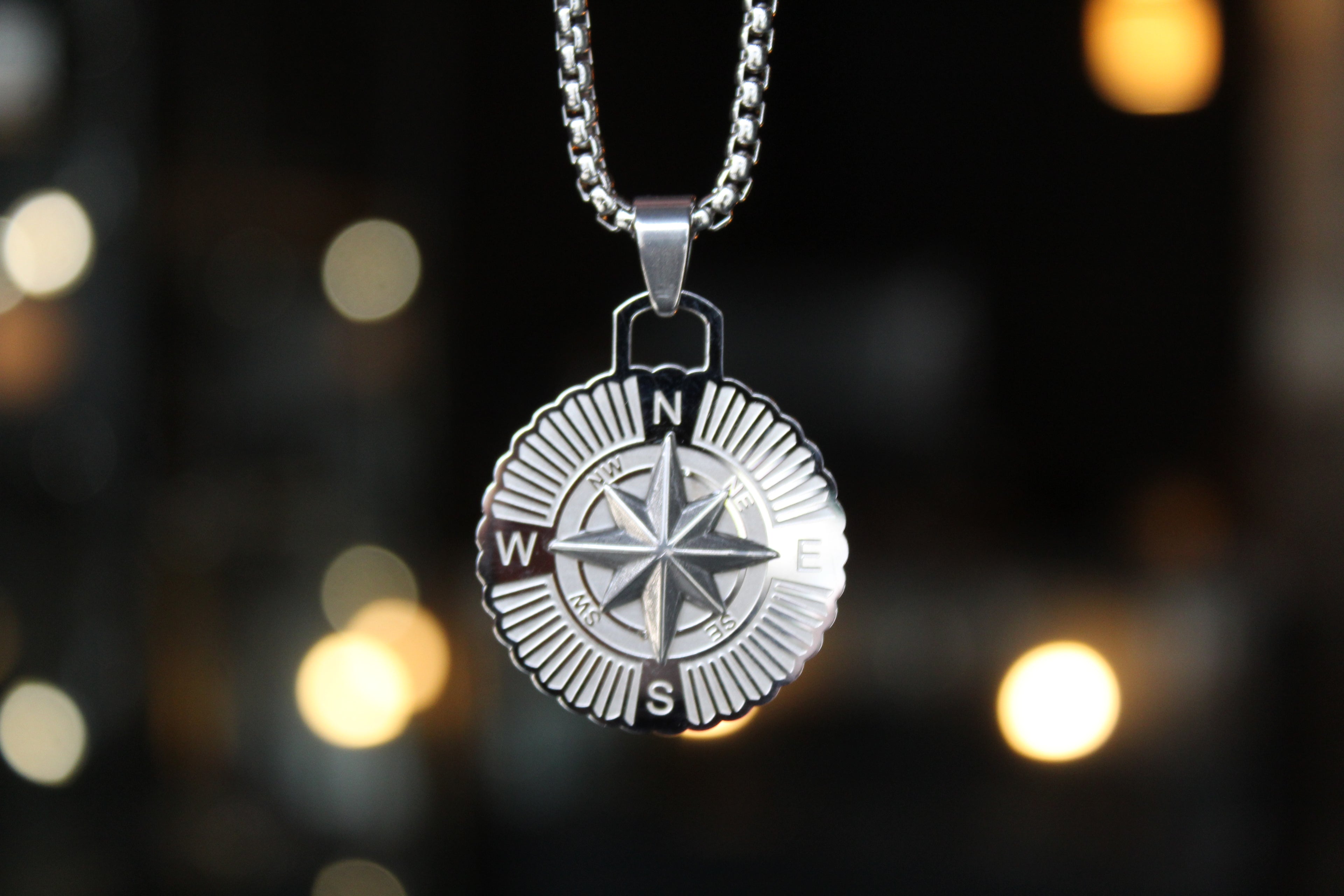 Stainless Steel Compass Necklace
