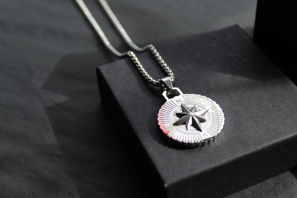 Stainless Steel Compass Necklace