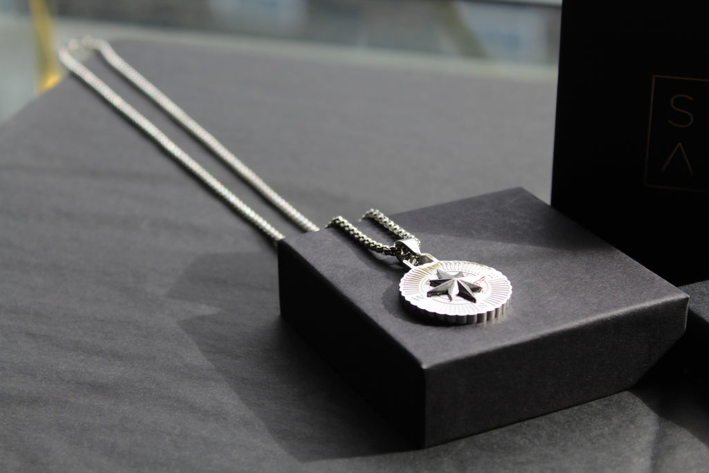Stainless Steel Compass Necklace