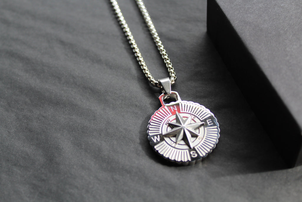 Stainless Steel Compass Necklace