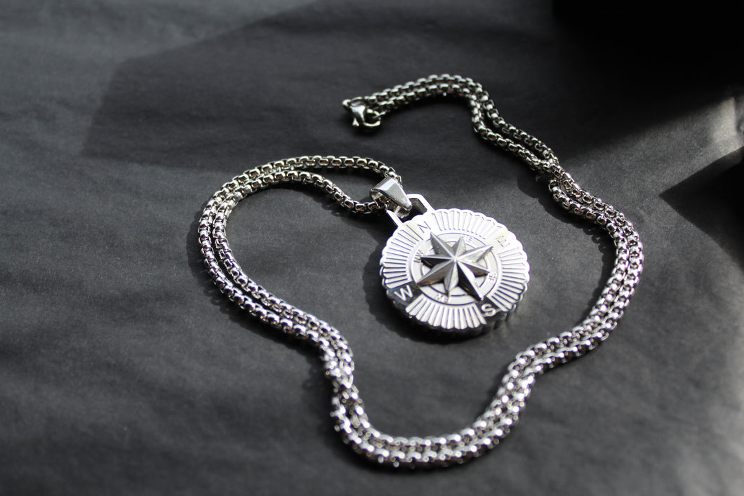 Stainless Steel Compass Necklace