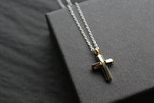 Load image into Gallery viewer, Stainless Steel Cross Pendant with Gold IP Detail
