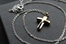 Load image into Gallery viewer, Stainless Steel Cross Pendant with Gold IP Detail

