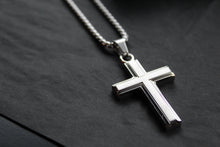 Load image into Gallery viewer, Stainless Steel Cross Necklace with Moulded Edges
