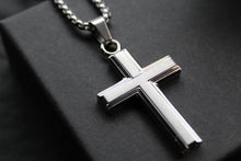 Load image into Gallery viewer, Stainless Steel Cross Necklace with Moulded Edges
