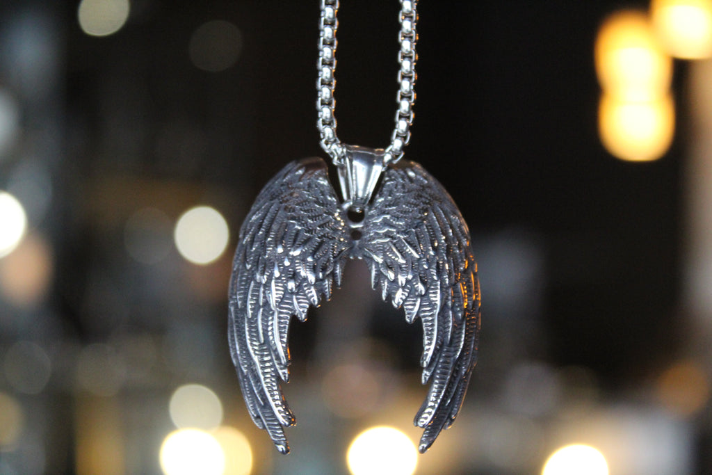 Stainless Steel Fallen Angel Wing Necklace