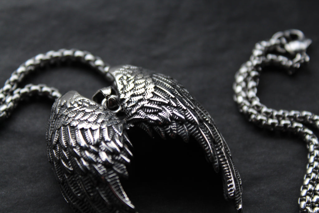 Stainless Steel Fallen Angel Wing Necklace