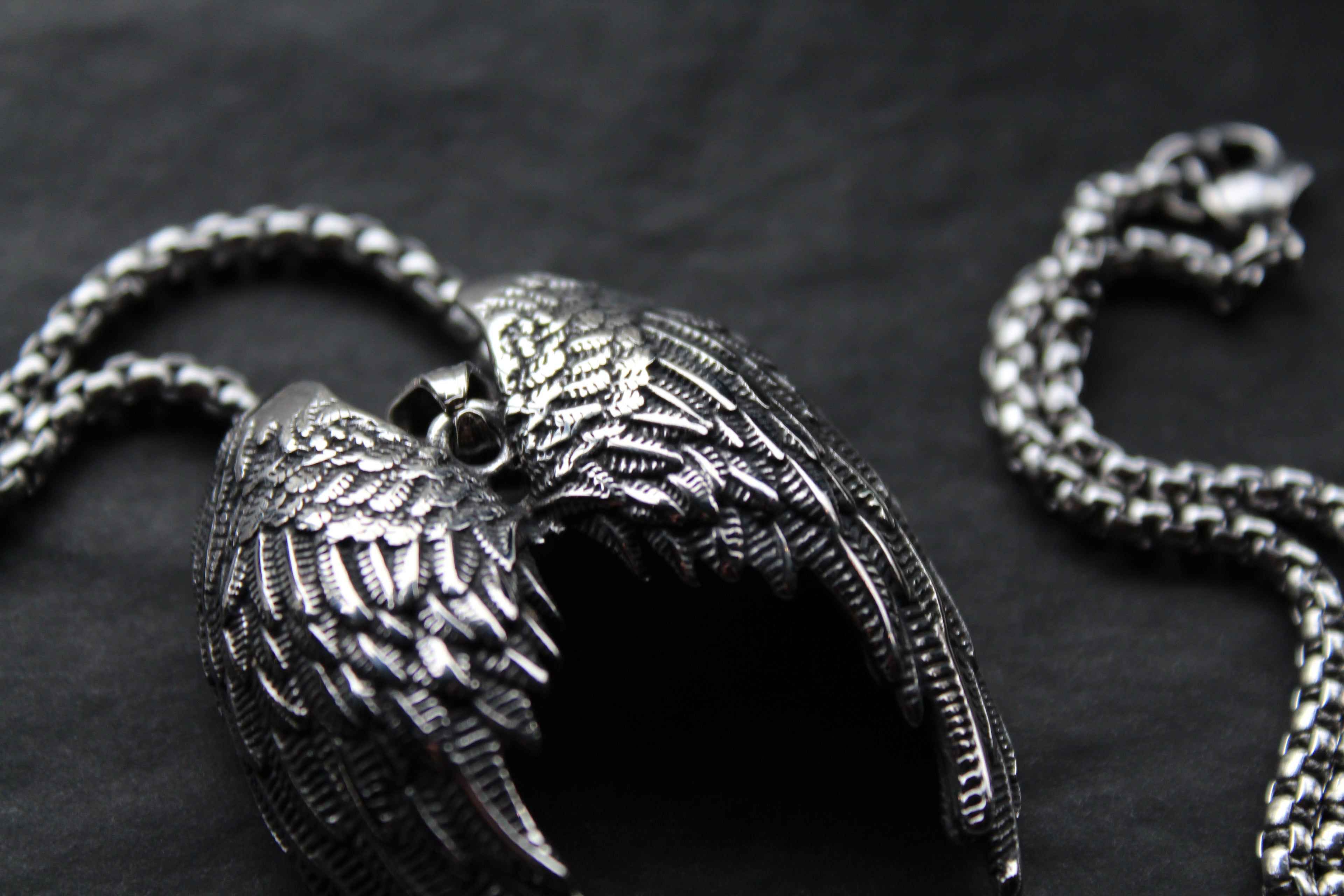 Stainless Steel Fallen Angel Wing Necklace