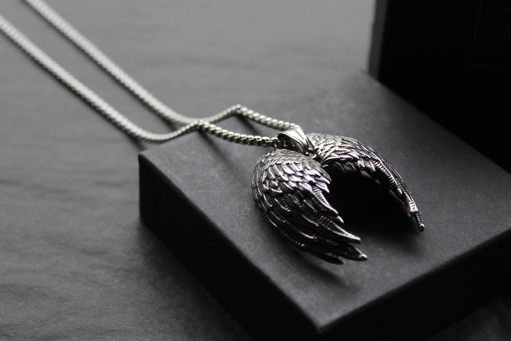 Stainless Steel Fallen Angel Wing Necklace