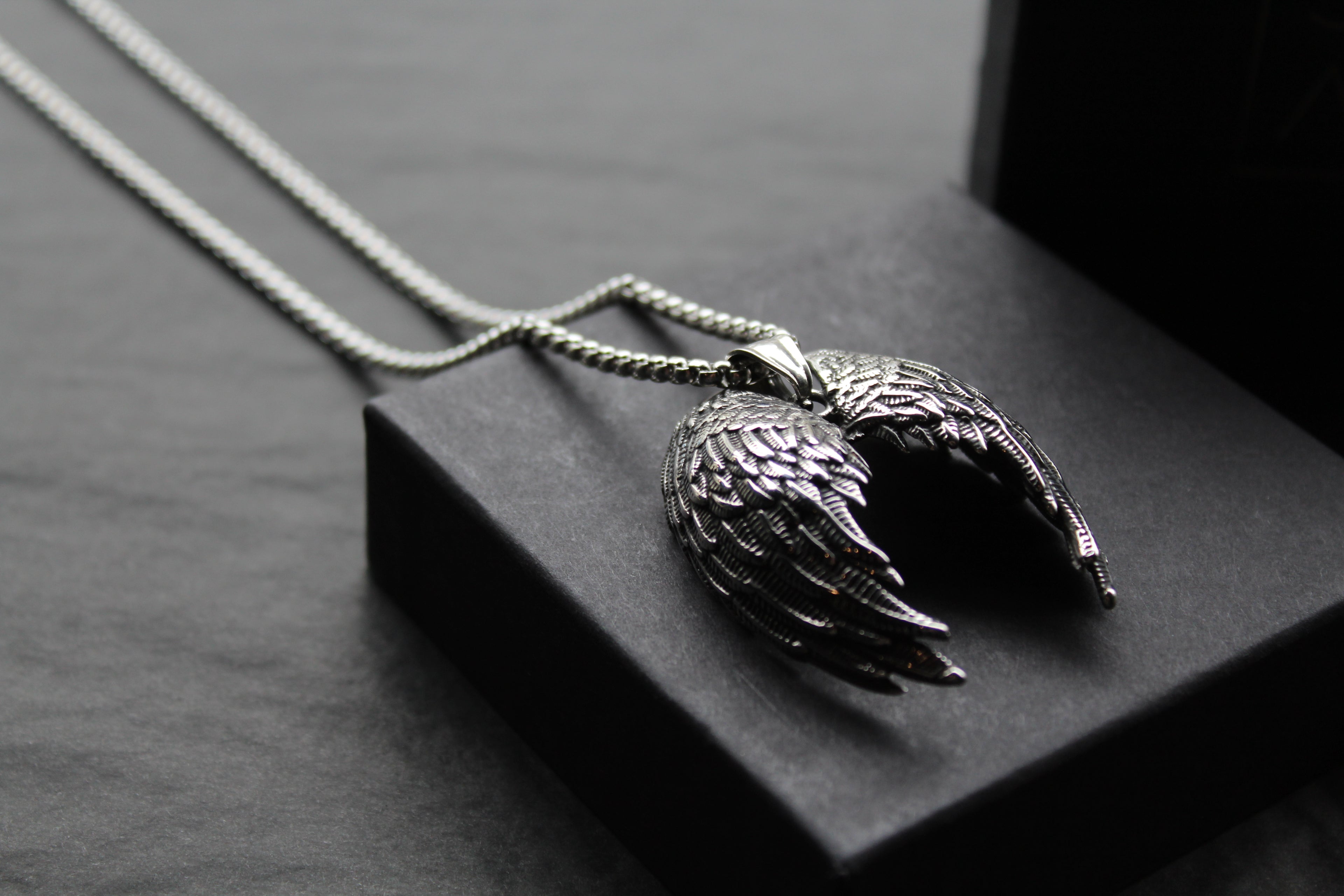 Stainless Steel Fallen Angel Wing Necklace