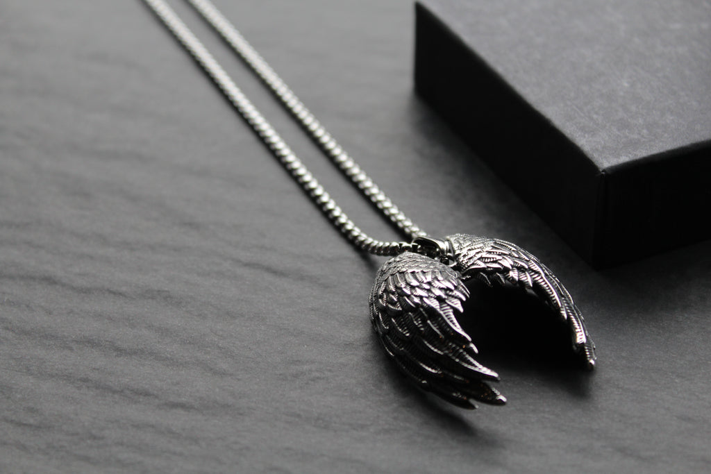 Stainless Steel Fallen Angel Wing Necklace