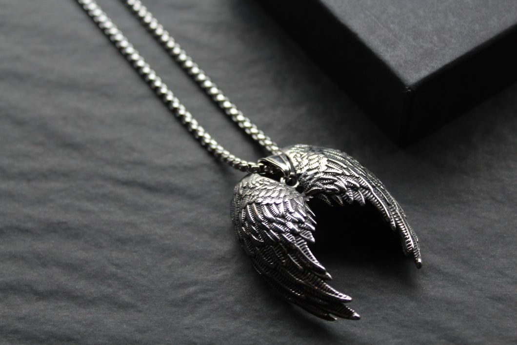 Stainless Steel Fallen Angel Wing Necklace