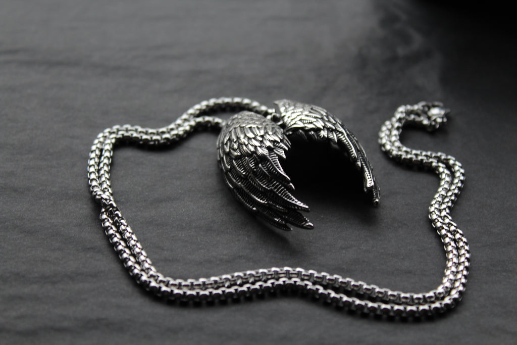 Stainless Steel Fallen Angel Wing Necklace