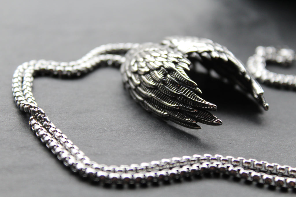 Stainless Steel Fallen Angel Wing Necklace