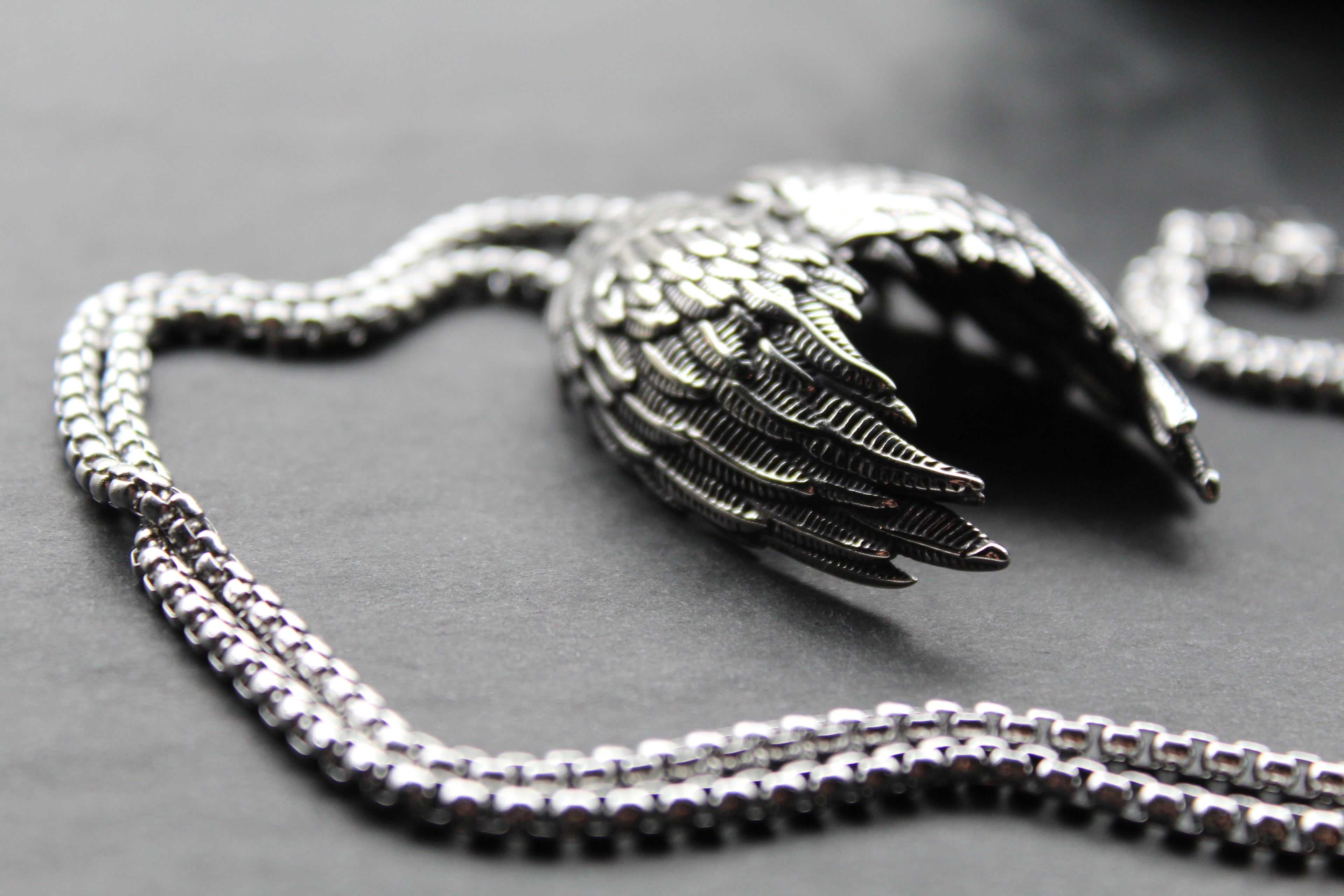 Stainless Steel Fallen Angel Wing Necklace